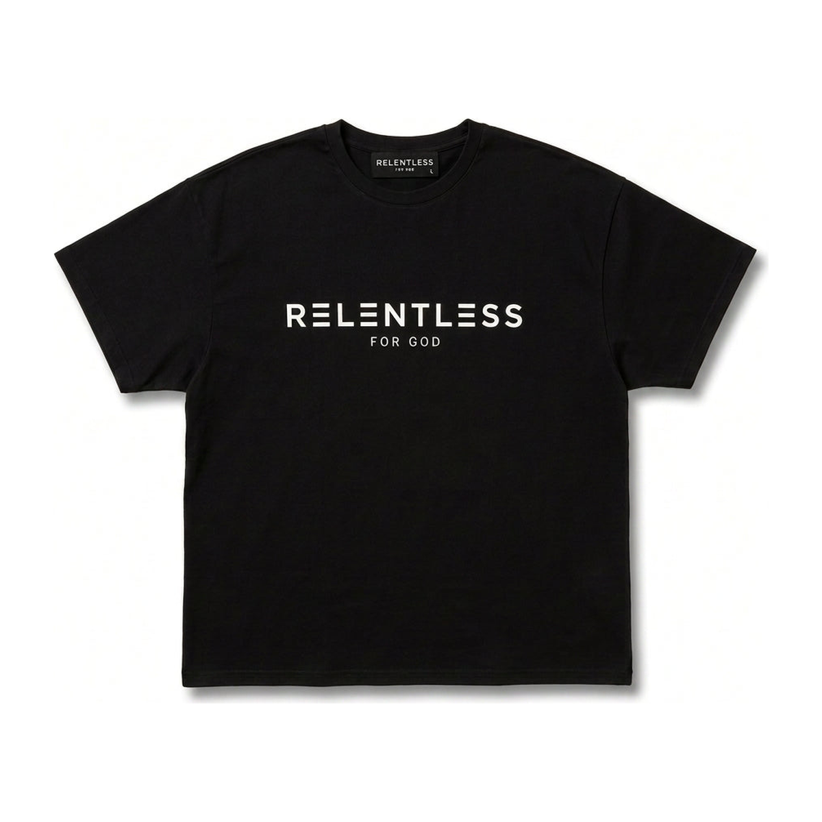Relentless For God Oversized Tee — Black — Front